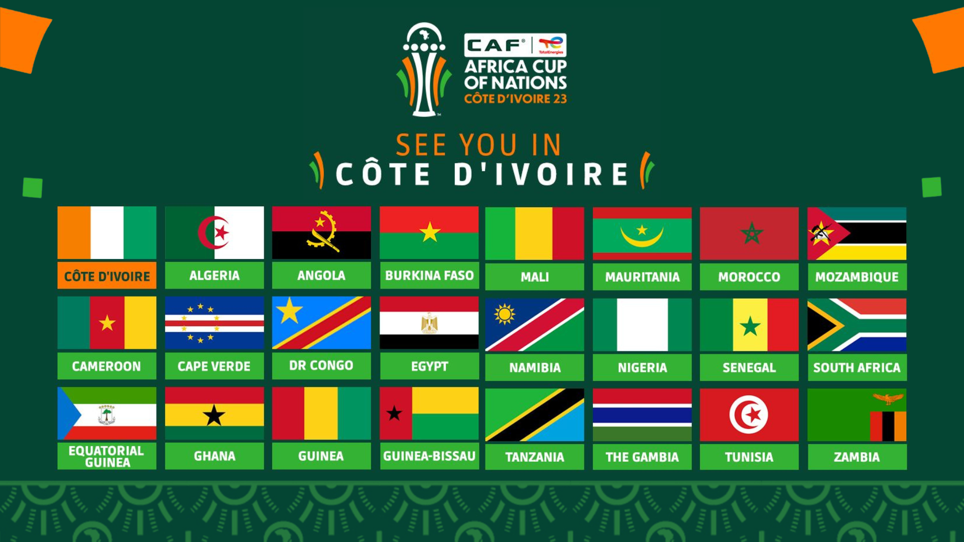 Voici la liste des 24 pays qualifiés pour la CAN 2023 qui aura lieu en